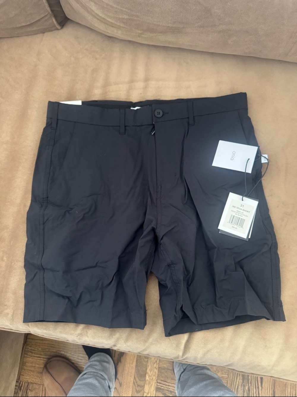 Onia Black Flat-Front Performance Shorts